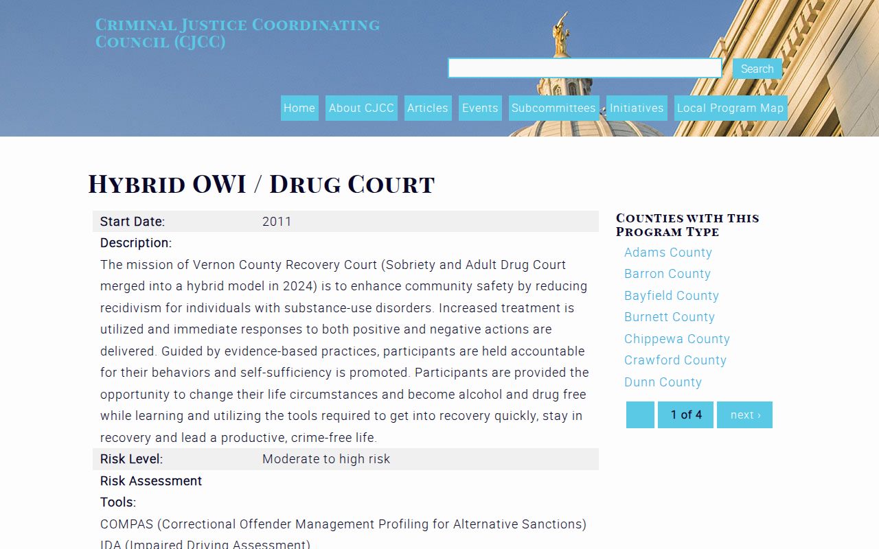 Hillsboro criminal case records and Vernon County hybrid OWI and drug court