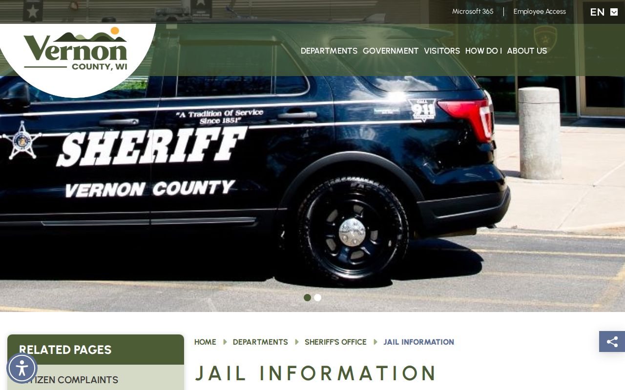 Vernon County arrest record detention center page