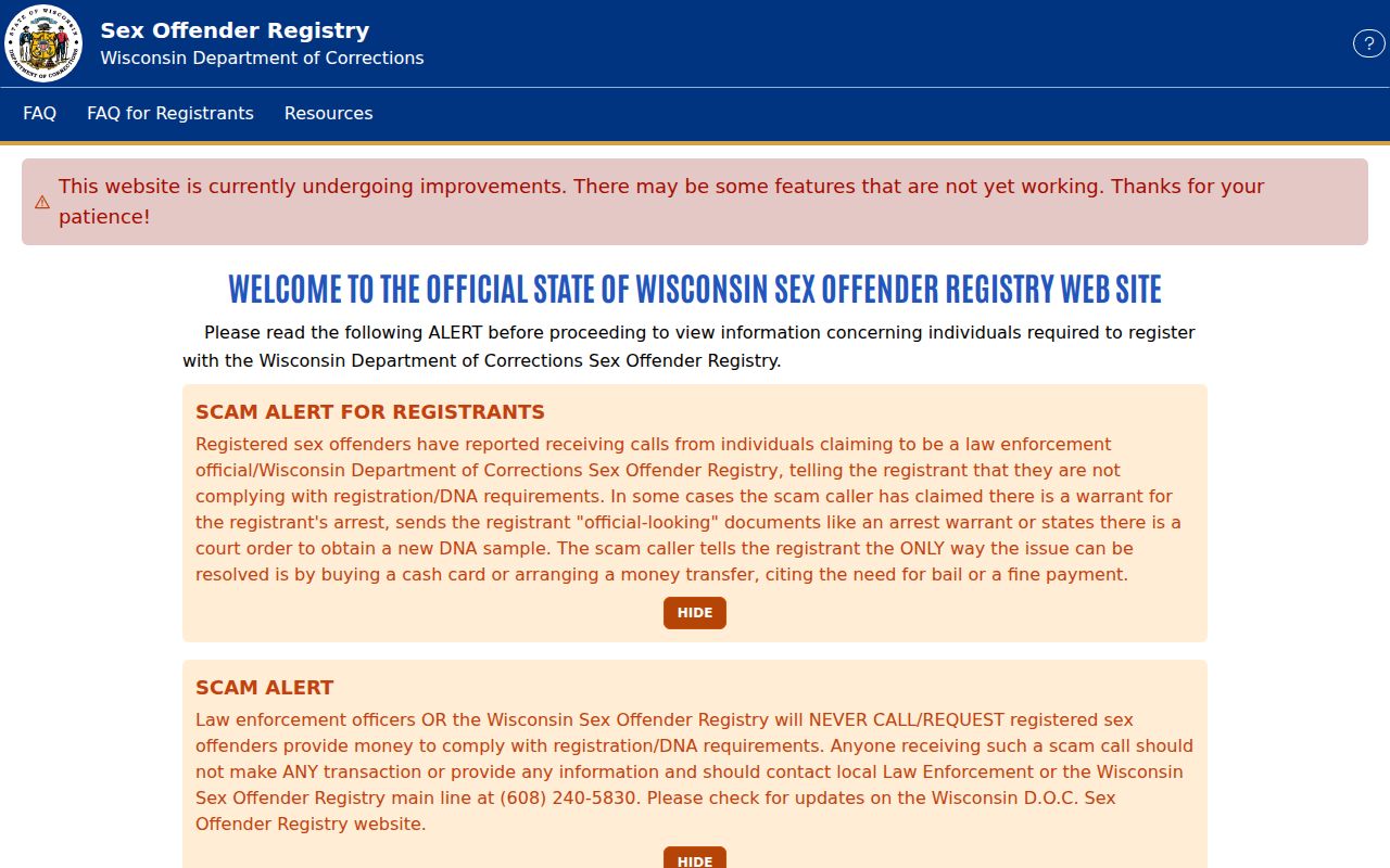 Vernon County sex offender check on the WIStaySafe registry